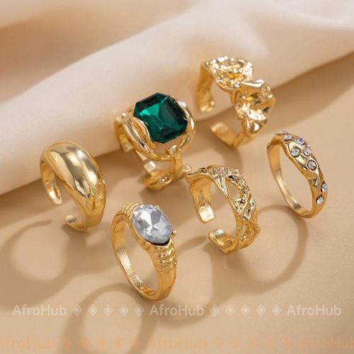 6-in-1, light luxury metal ring set, popular on Instagram, rhinestone ring, adjustable rim, Baroque style, French style, simple and high-end, luxurious gold jewelry, fashionable set Item | Buy 6-in-1, light luxury metal ring set, popular on Instagram, rhinestone ring, adjustable rim, Baroque style, French style, simple and high-end, luxurious gold jewelry, fashionable set | SPOP Enterprise Global